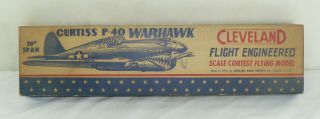 Cleveland Flight Engineered Scale Contest Flying Model Curtiss P - 40 Warhawk