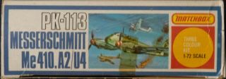 Vintage Matchbox window box PK - 113 1:72 scale Messerschmitt Me 410.  A2/U4 3