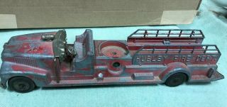 Vintage 1950 " S Red Hubley Fire Dept Truck 520 Die Cast Steel Parts,  Restore
