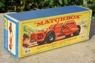 Matchbox K6 - 1 Allis Chalmers Earth Scraper Box Only