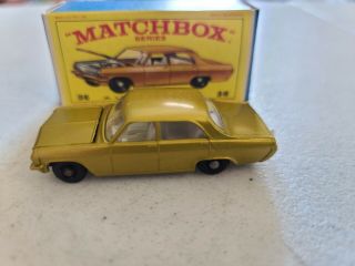 Vintage Matchbox Lesney No.  36c Opel Diplomat In Boc Gold/chrome Motor