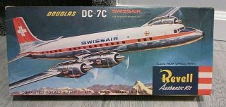 Vintage Revell Douglas Dc - 7c Swissair Model Kit Complete