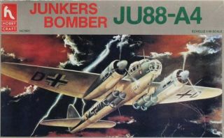 Hobby Craft 1:48 Junkers Bomber Ju88 - A4 Ju 88 Plastic Model Kit Hc1601u