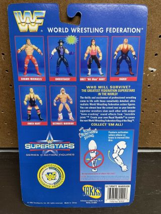 Ultimate Warrior WWF Superstars Series 2 Action Figure JAKKS 1996 On Card 3