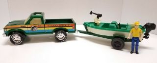 Vintage Nylint Bass Chaser Ford Pickup Truck W/ Trailer Boat And Fisherman