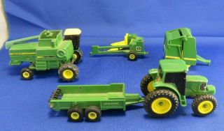 5 Ertl Diecast John Deere Tractor And Farm Equipment