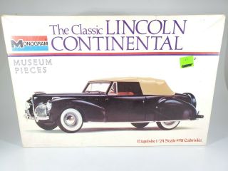 Monogram Classic 1941 Lincoln Continental Cabriolet 1/24 Model Car Open Box