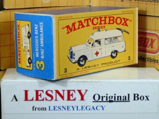Matchbox Lesney 3c Mercedes Ambulance model Type E4 EMPTY BOX ONLY 2