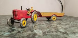 Vintage Dinky Toys Massey Harris Tractor N.  27 And Halesowen Trailer N.  320 Er139