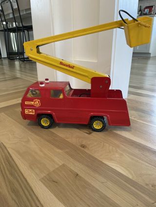 Tonka Vintage Metal Fire Truck Snorkel Red Yellow 34 16 Inches