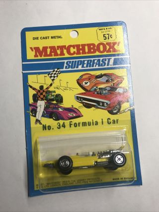 Matchbox Superfast 34 Formula 1 Race Car Yellow In Card
