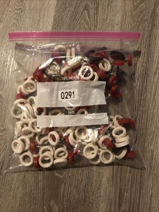 Ertl Model Car Parts - 14 Oz Mystery Bag Of Red Rims,  White Tires,  Axles,  More