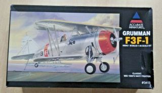 56 - 3413 Accurate Miniatures 1/48th Scale Grumman F3f - 1 Plastic Model Kit Started