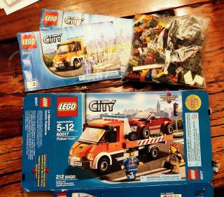 Lego City Flatbed Truck With Minifigures Set 60017 - Complete Set,  Box,  Books