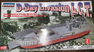 Lindberg D - Day Invasion Wwii Lct Landing Craft Tank 1:125 Kit 1/125 Oop Open Kit