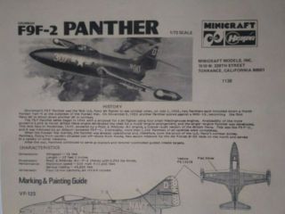 Panther F9F - 2 Minicraft Model Airplane 1/72 Scale Unassembled Navy Fighter Jet 3