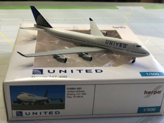 Herpa United Airlines Boeing 747 - 400 Model 1:500 518581 - 001