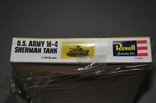 REVELL H - 554 US ARMY M - 4 SHERMAN TANK MODEL KIT 1971 PARTIALLY 3
