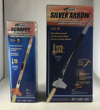Estes Silver Arrow Rocket 1424 & Scrappy 2470 With Engines No Launch Pad