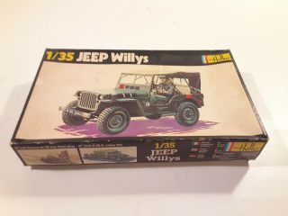 Heller 1:35 Jeep Willys W/ Figure Trailer Plastic Model Kit 1100 Made In France
