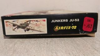 VINTAGE AIRFIX 1/72 SCALE JUNKERS JU - 52 PLASTIC MODEL KIT 2