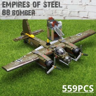 559pcs Military Ju - 88 Plane Toys Bricks Building Blocks Toys For Children Diy
