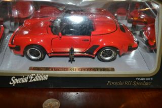 Vintage Intex Maisto Red 1989 Porsche 911 Speedster 1:18 Scale Die Cast Nib