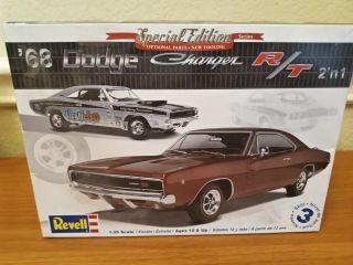 1968 Dodge Charger R/t Revell 1:25 Scale 2 - N - 1 Plastic Model Car Kit Open Box