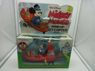 Durham Walt Disney Mickey Mouse Wind - Up Skycopter Helicopter - W/ Box