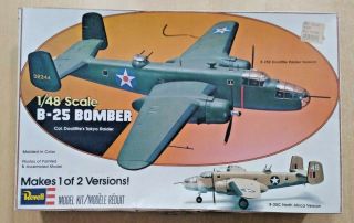 56 - 285 Revell 1/48 Scale North American B - 25b Mitchell Plastic Model Kit Started