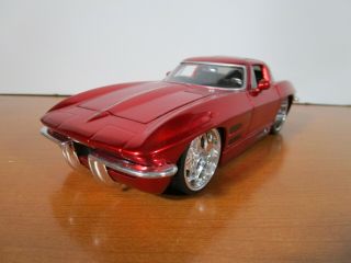 JADA 1/24 BIGTIME MUSCLE CANDY RED 1963 CHEVY CORVETTE STING RAY PLEASE READ 3