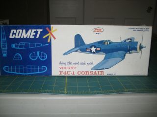 Vintage Comet Vought F4u - 1 Corsair Rubber Powered Model Airplane Kit No.  3404