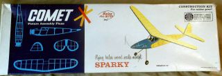 Vintage Comet “sparky” Balsa Wood Model Airplane Kit.  Rubber Powered.  32 " Wing