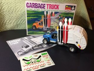 Vintage 1968 Monogram Garbage Truck Built Model & Instructions - Cool