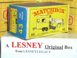 Matchbox Lesney 43c Pony Trailer Tan Base Model Type E4 Empty Box