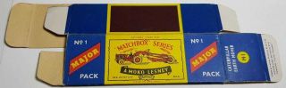 Lesney Matchbox Major Packs M - 1 Caterpillar Earth Mover Empty Box Complete