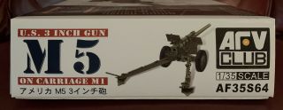 AFV Club AF35S64 US 3 Inch Gun M5 On M1 Carriage 1/35 Scale Model Kit NIOB 3
