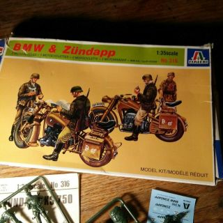 Italeri 1/35 Scale Bmw Military Motorcycles And Soldiers No 316 (vintage 1983)