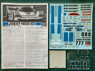 1/24 Hasegawa Porsche 962c Joest Blaupunkt 24 Le Mans Group C Racing Model Kit