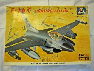Complete F - 16c Fighting Falcon 1:48 Scale Model Kit From Italeri 840 1994