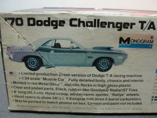 1983 Monogram 1/24 Scale ' 70 1970 Dodge Challenger T/A Model Red Glow Non 3