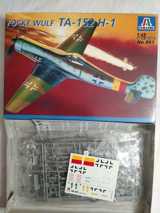 1999 Italeri 861 Focke Wulf Ta - 152 H - 1 - 1/48 Scale Model Kit