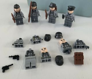 4 Lego Minifigures Ww2 German Rifleman - Gun,  Backpack Hats Real Lego’s,  15