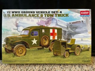 Academy U.  S.  Ambulance & Tow Truck 1:72 Model Kit 13403 Ww2 Army Ground Vehicle