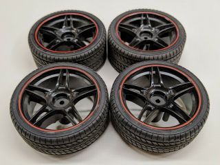 1/8 Scale Double Five Spoke Wheels And Low Profile Treaded Street Tires