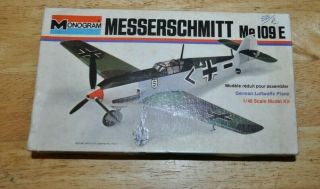 Monogram Messerschmitt Me 109 E 1/48 Scale Airplane Model Kit 1973 Complete Kit