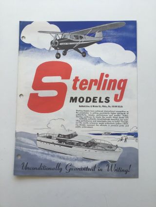 Vintage Sterling Models Planes,  Boats Dealers Promo Sheet Euc 11 - 2