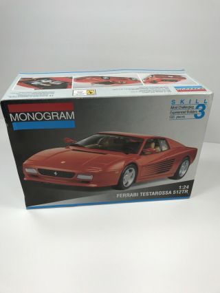 Monogram Ferrari Testarossa 512tr 1:24 Scale Model Kit 2435 Sports Car Red