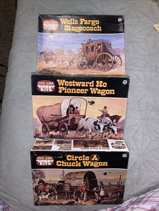 3 Life Lock Hobby Kits Circle A Chuck,  & Pioneer Wagon/stagecoach