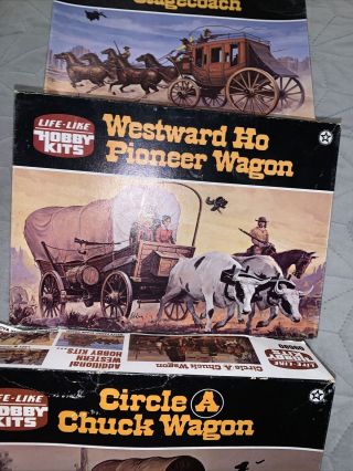 3 Life Lock Hobby Kits Circle A Chuck,  & Pioneer Wagon/Stagecoach 3